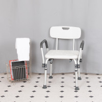 Flash Furniture DC-HY3520L-WH-GG HERCULES Series 300 Lb. Capacity, Adjustable White Bath & Shower Chair with Depth Adjustable Back
